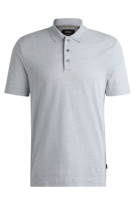 BOSS - Polo shirt in cotton and silk with corduroy effect - Light Grey
