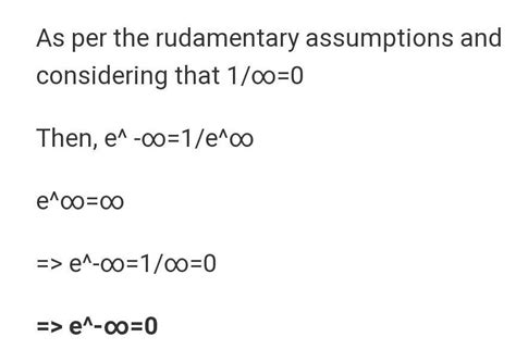 e k power infinity ki value kitni hoti h?? 0 ya 1. - Brainly.in