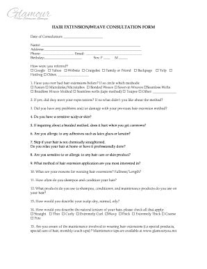 Fillable Online glamouryou Extension Weave Consult Form - glamouryou ...