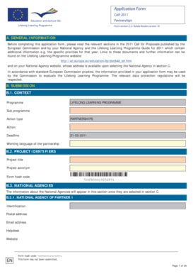 Fillable Online Application Form Call: 2011 Education and Culture DG ...