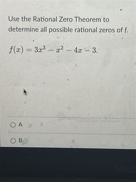 Solved Use the Rational Zero Theorem todetermine all | Chegg.com