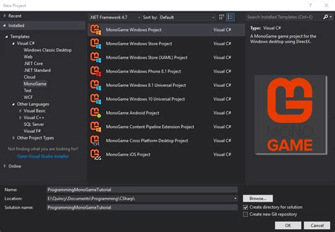Image result for Visual Studio MonoGame Box