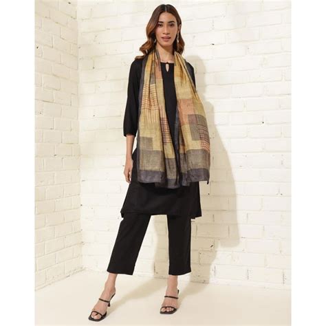 Buy Fabindia Beige Silk Printed Stole Online