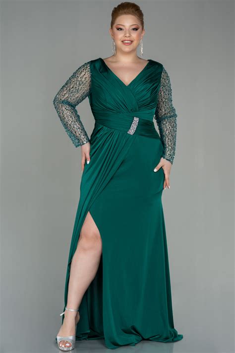 Long Emerald Green Plus Size Evening Dress ABU2864 | Abiyefon.com