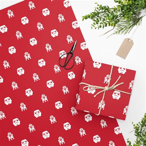Star Wars Wrapping Paper Holidays Red Gift Wrap Stormtroopers R2D2 Star ...