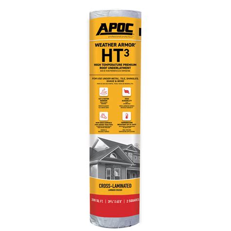 Weather-Armor® HT³ High Temperature Premium Roof Underlayment – APOC