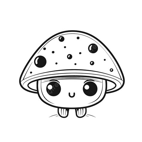 Kawaii Small Mushroom Coloring Page Outline Sketch Drawing Vector, Cute ...
