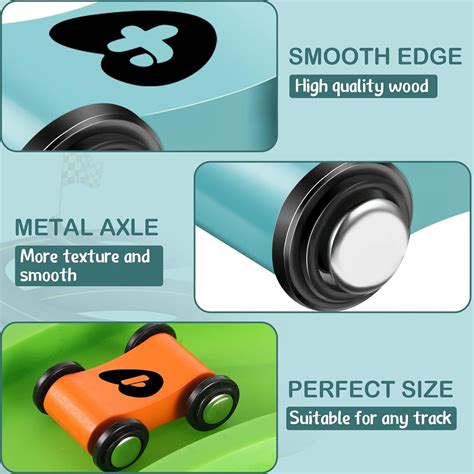 Buy 12 Pieces Mini Wooden Car Ramp Wooden Race Track Toy Car Toddler ...