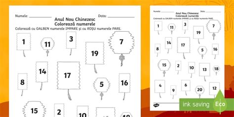 Anul Nou Chinezesc: Colorează numerele pare și impare Activitate