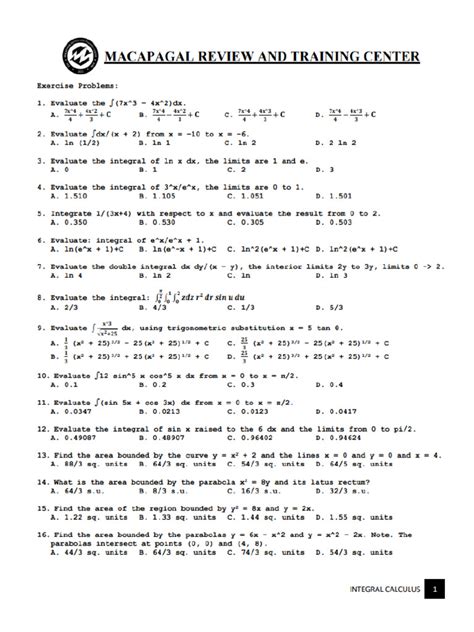 Image result for Integral Sample Problems
