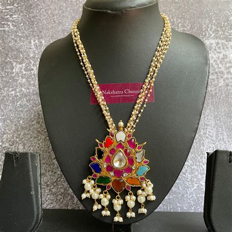 Kundan jadau Navratna Tamara Pearl Chain – Nakshatra Chennai