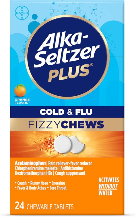 Amazon.com: Alka-seltzer Plus Cold & Flu FizzyChews, No Water Needed ...