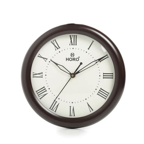 Buy HORO Wooden Case Round Roman Aluminum Dial Clock 24x24x5cm Online ...
