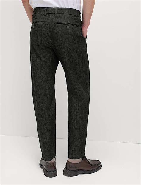 Buy Tapered Fit Smart Pleat Jeans at Marks & Spencer