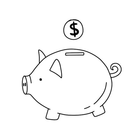 Premium Vector | Cartoon piggy bank with falling coin hand drawn doodle ...