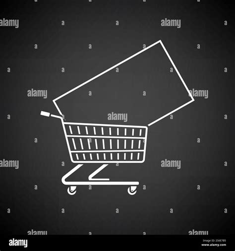 Shopping Cart With TV Icon. White on Black Background. Vector ...