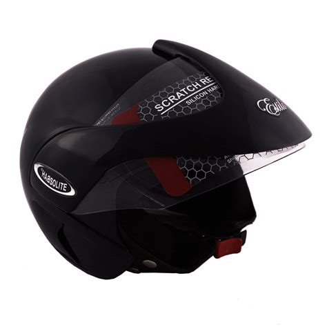 Habsolite Estilo Polycarbonate Glossy Flip Up Helmet (Black, Medium ...