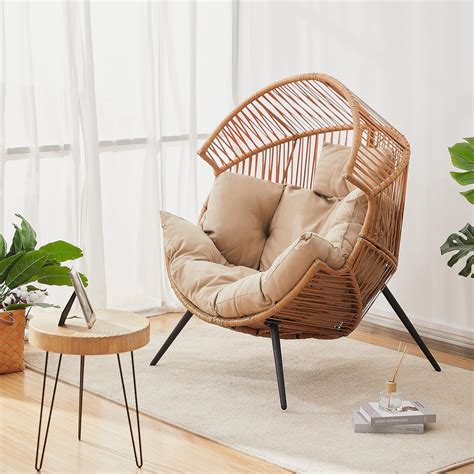 Amazon.com: JAMFLY Egg Chair Outdoor Wicker Patio Chair, Oversized ...