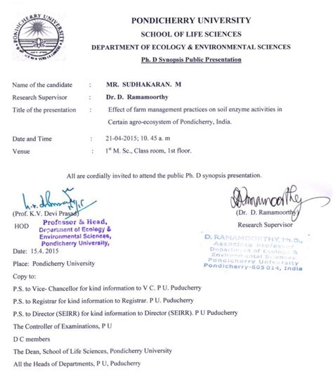 Ph.D. Synopsis Public Presentation of Mr.Sudhakaran.M on 21.04.2015 ...