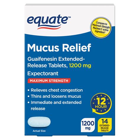 Equate Maximum Strength Chest Congestion and Mucus Relief, Guaifenesin Extended-Release Tablets ...