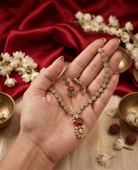 Ruby Red Floral Necklace Set | Designer Imitation Jewelry | Landmark Jewels