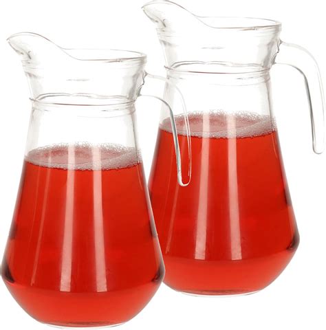 Set van 2x stuks schenkkan/Sapkan/waterkan/Limonade karaf van glas 1,6 ...