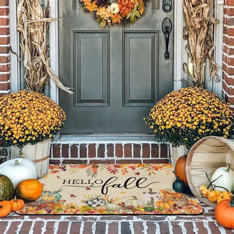 The Holiday Aisle® Hallo Fall Door Mat 17X30inch, Fall Pumpkin Maple ...
