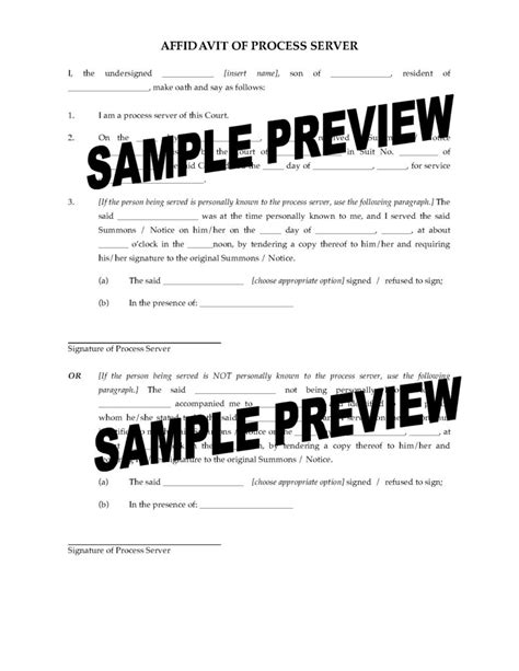 Image result for Process Server Affidavit of Service Form