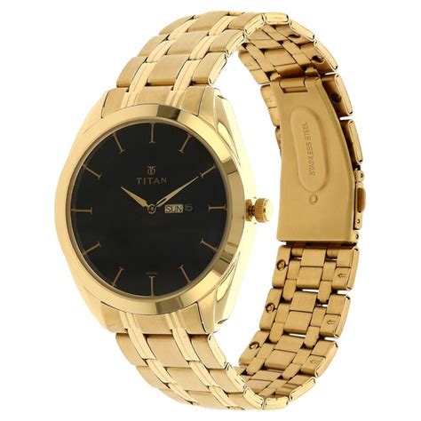 Buy Online Titan Quartz Analog with Day and Date Black Dial Stainless ...