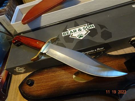 BEAR & SONS CUTLERY 12" GOLD RUSH BOWIE KNIFE 12C27 SANDVIK BLADE WOOD ...