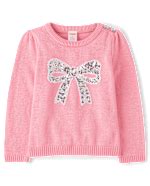 Girls Long Sleeve Bow Sweater - Little Snowflake - PINK | Gymboree CA