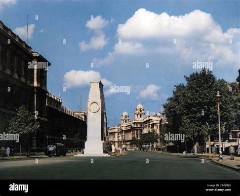 Whitehall, Westminster, London. Here is shown the Cenotaph, with the ...