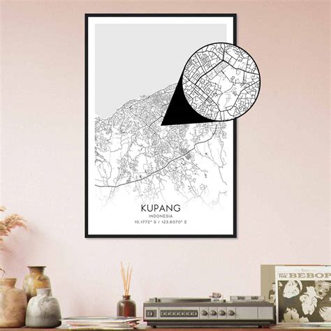 Kupang Indonesia Map Poster, Kupang City Road Wall Art Print - Custom Maps & Posters