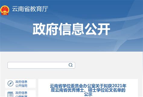 关于拟获2021年度云南省优秀博士及硕士学位论文名单的公示