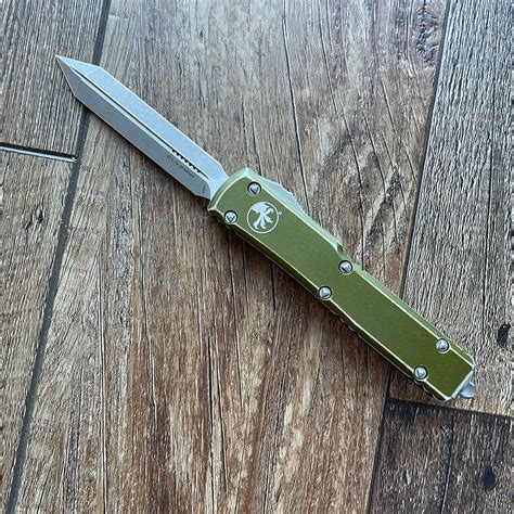 Microtech UTX-70 Spartan Distressed OD Green Handle Apocalyptic ...