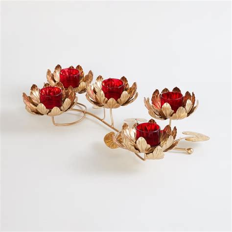 Buy Corsica Kamal Metal and Glass Lotus Multi T-Light Holder from Home ...