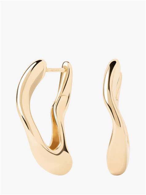 PDPAOLA 18ct Gold Plated Abstract Sculptural Hoop Earrings, Yellow Gold