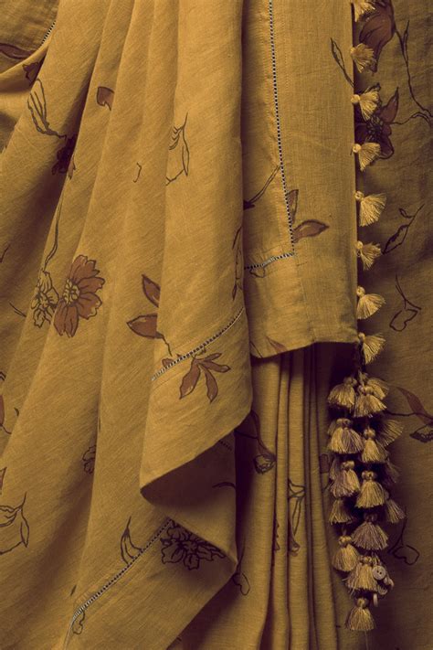Spring Mustard Linen Handloom Sari – Kasturi Kundal