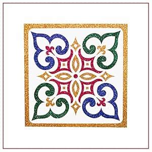 Buy Reusable Readymade Glitter Rangoli Supported with Wooden Base for ...