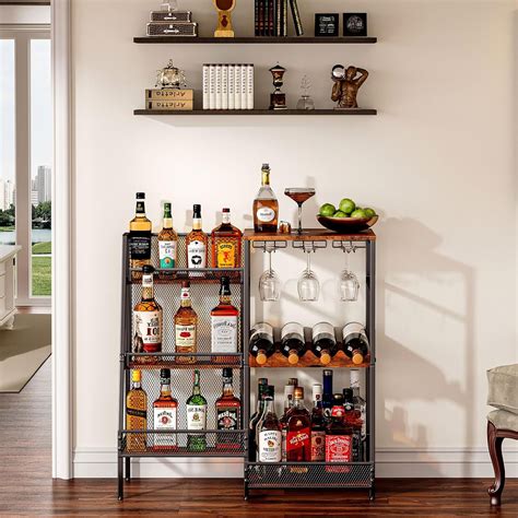Stand for Home Bar, Wine Rack Freestanding Floor, Mini Bar Table for ...