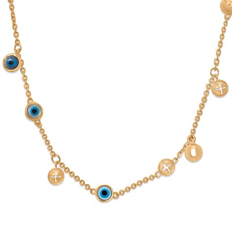18KT Yellow Gold Evil Eye Mamma Mia Necklace