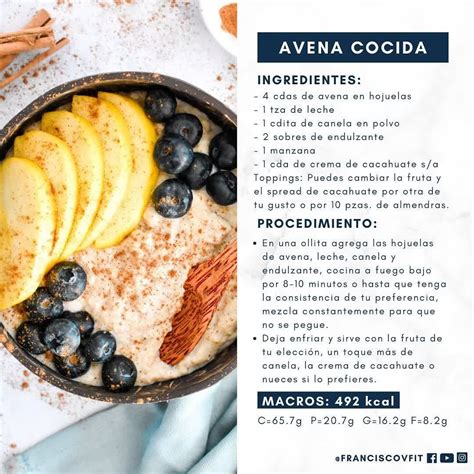 Avena cocida | Alimentos saludables recetas, Avena cocida, Recetas de ...