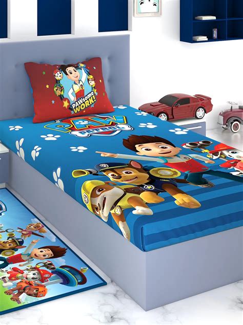 Athom Living Paw Patrol Cotton Single Kids Bedsheet 180 TC 147x223 Cm