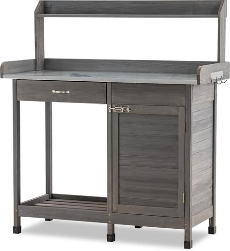 Buy Mcombo Potting Bench, Outdoor Garden Wood Potting Table Workstation ...