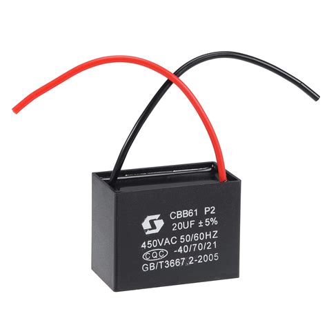 Buy uxcell Ceiling Fan Capacitor CBB61 20uF 450V AC 2 Wires Metallized ...