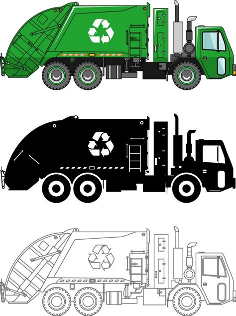 垃圾箱与垃圾车图片素材-矢量垃圾车与垃圾箱插图插画-jpg格式-未来素材下载