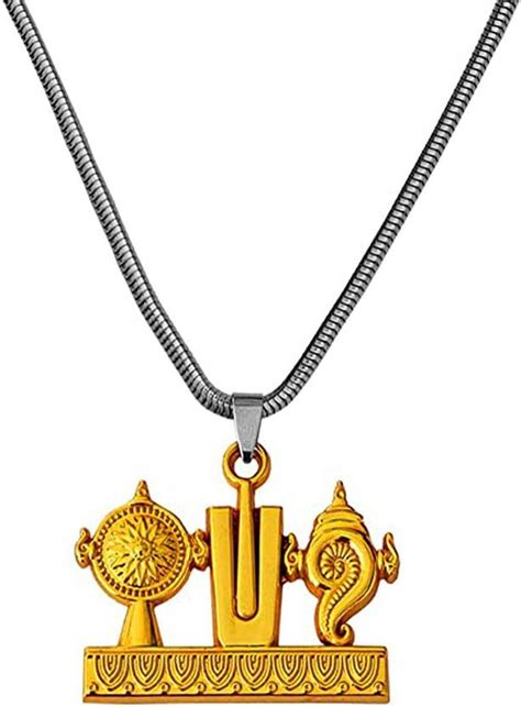 AFH Lord Tirupati Balaji Shanku Chakra Namam Gold Locket with Snake ...