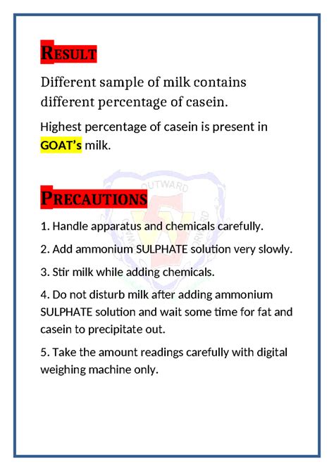 Result ( Chemistry ) - good - RESULT Different sample of milk contains ...