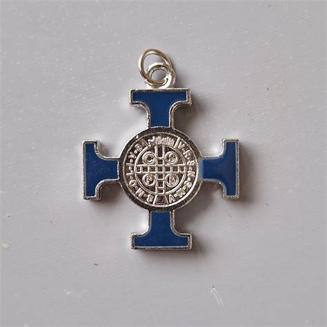 Cross/Medal St Benedict (Blue or Black) | Family Life Catholic Gifts