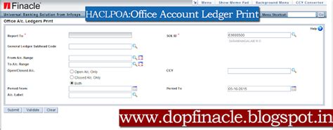 Office Account Ledger Print in DOP Finacle